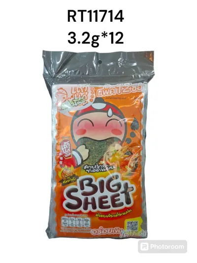 TAO KAE NOI Big Sheet Fried Seaweed Tom Yum Flavor (3.2g x 12)