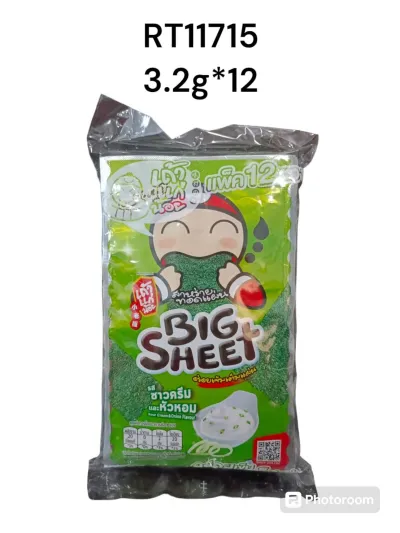 TAO KAE NOI Big Sheet Fried Seaweed Sour Cream Flavor (3.2g. x 12)