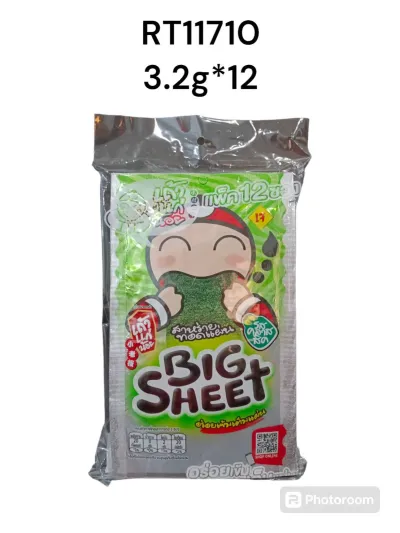 Taokaenoi Big Sheet Fried Seaweed Classic Flavor (3.2g × 12 Packs)