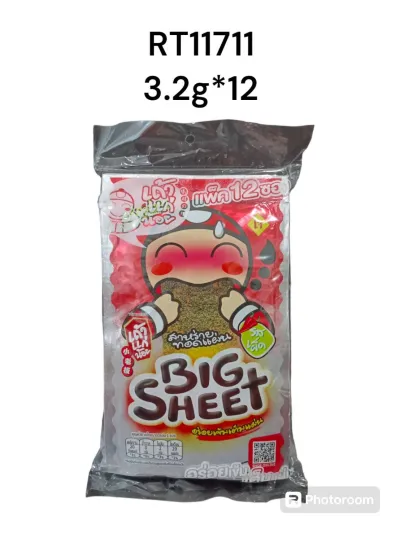 Taokaenoi Big Sheet Fried Seaweed Spicy Flavor (3.2g × 12 Packs)