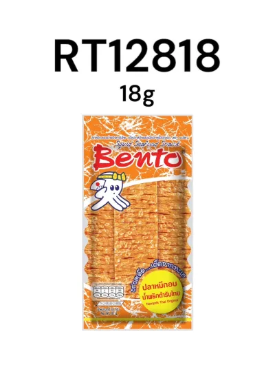 BENTO Squid Seafood Snack Namprik Thai Original 18g.