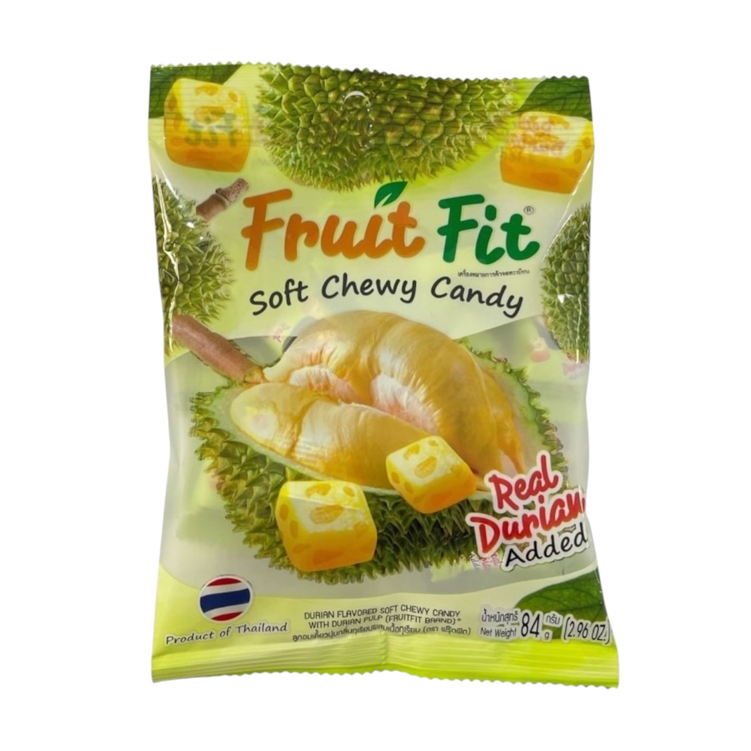 FRUIT FIT ลูกอมกลิ่นทุเรียนผสมเนื้อทุเรียน 84กรัม