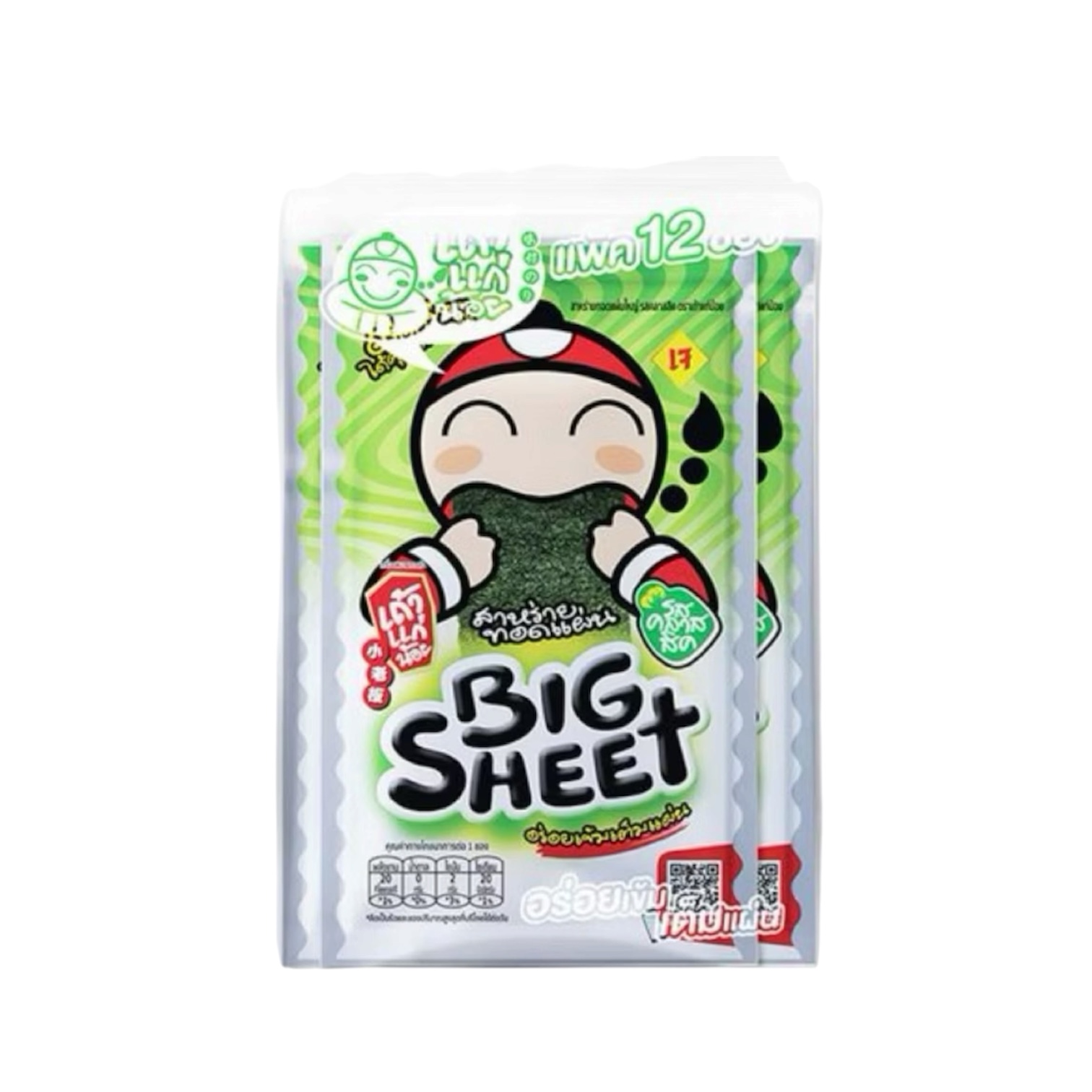 Taokaenoi Big Sheet Fried Seaweed Classic Flavor (3.2g × 12 Packs)