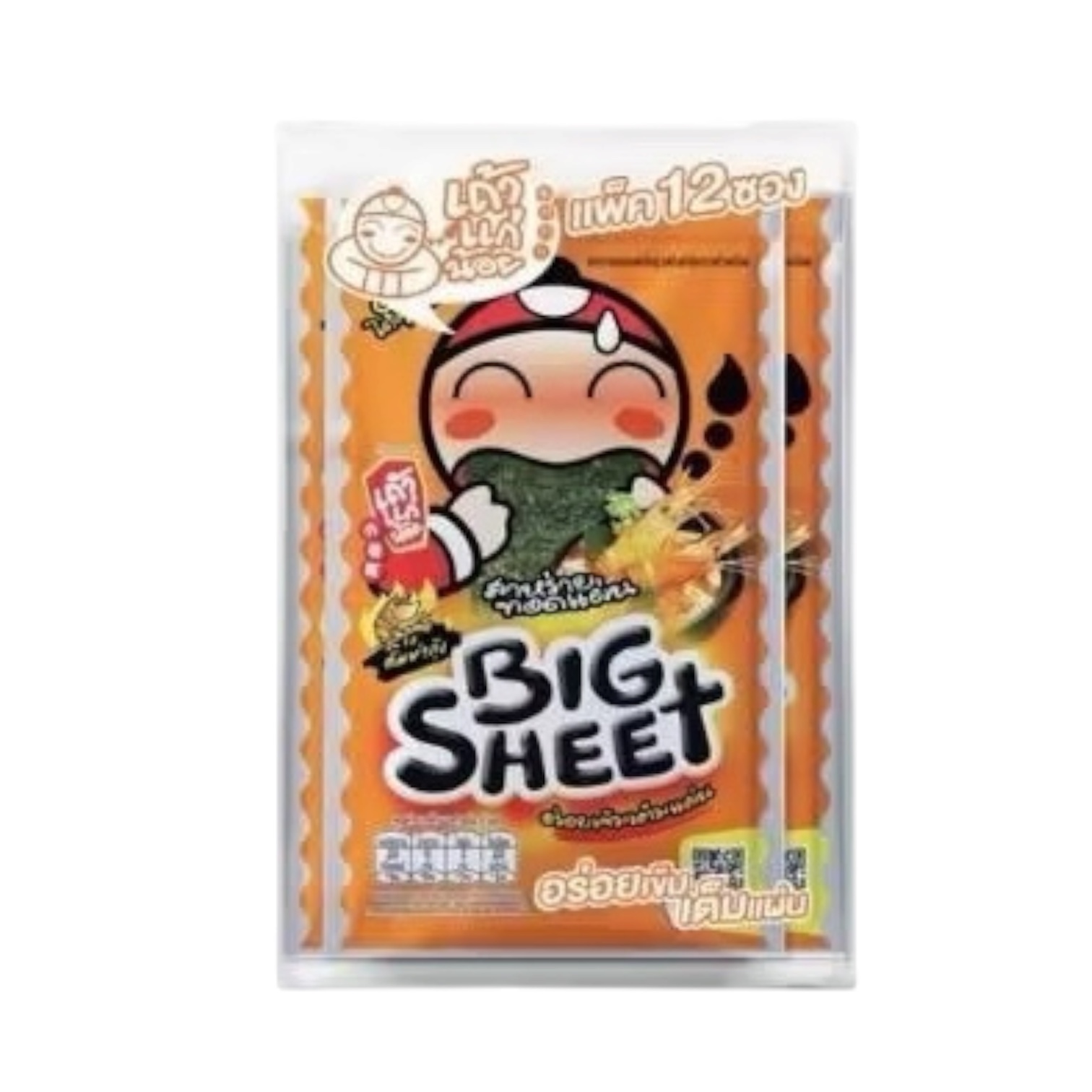 TAO KAE NOI Big Sheet Fried Seaweed Tom Yum Flavor (3.2g x 12)