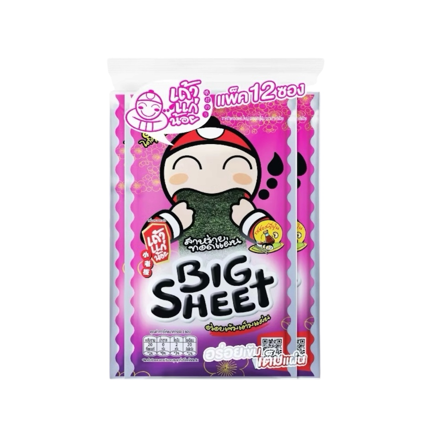 TAO KAE NOI Big Sheet Fried Seaweed Japanese Sauce Flavor (3.2g. x 12)